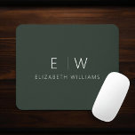 Dark Green Elegant Modern Minimalist Monogram Name Mouse Pad<br><div class="desc">Upgrade your workspace with our Classic Elegant Modern Minimalist Monogram Mouse Pad. This sophisticated mouse pad seamlessly marries timeless elegance with contemporary minimalism, adding a touch of refinement to your desk. Crafted with meticulous attention to detail, this mouse pad is more than just a functional accessory; it's a personalised statement....</div>