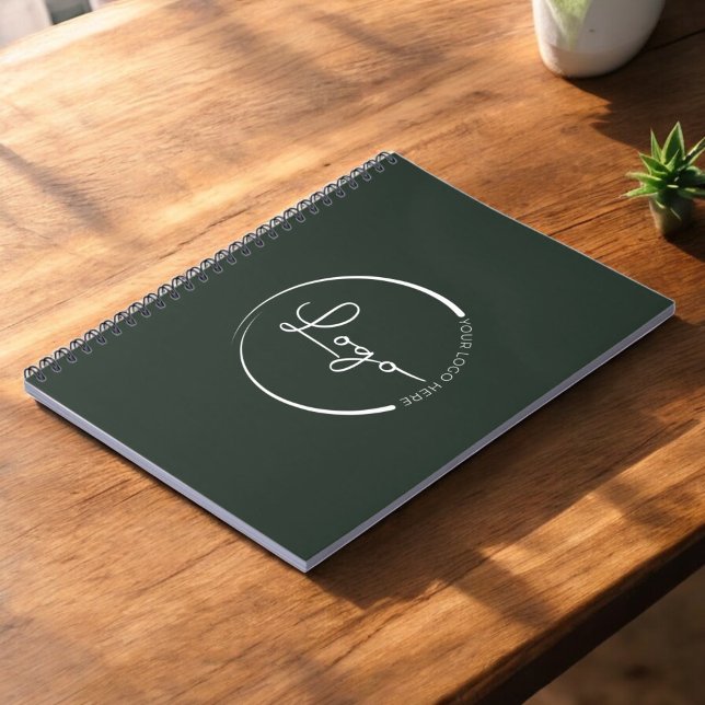 Dark Green Elegant Modern Minimalist Monogram Name Notebook (Creator Uploaded)