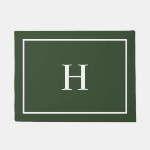 Dark Green Elegant Modern Monogram Doormat