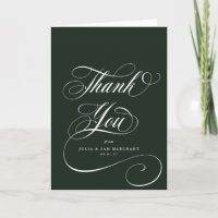 Dark Green Elegant Script Blank Wedding