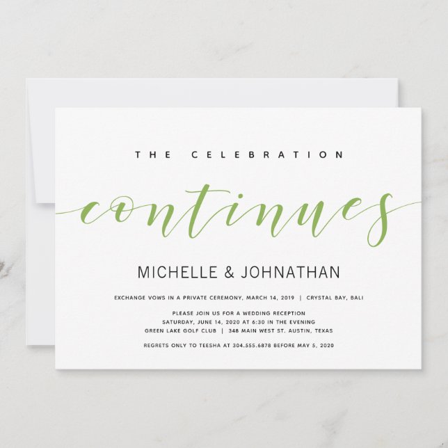 Dark green Elegant Wedding Elopement Invitation (Front)