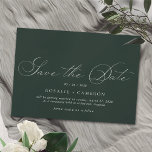 Dark Green Emerald | Modern Vintage Formal Script Save The Date<br><div class="desc">Pretty and simplistic save the date cards with a vintage-style script. Forest green colour.</div>