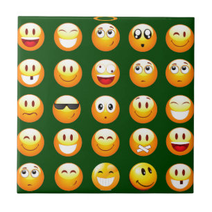 dark green emoji ceramic tile