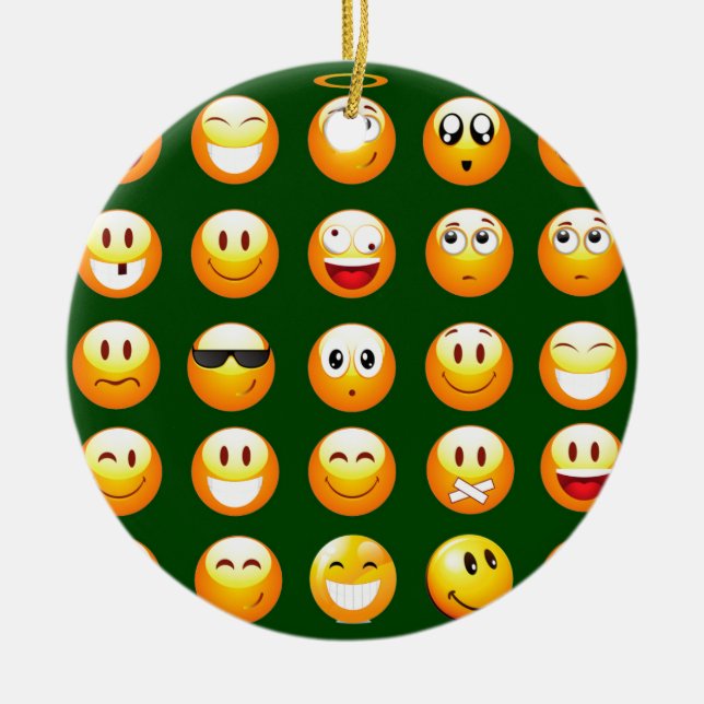 dark green emoji ceramic tree decoration (Front)