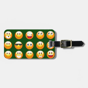 dark green emoji luggage tag