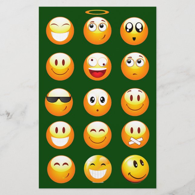 dark green emoji stationery (Front)