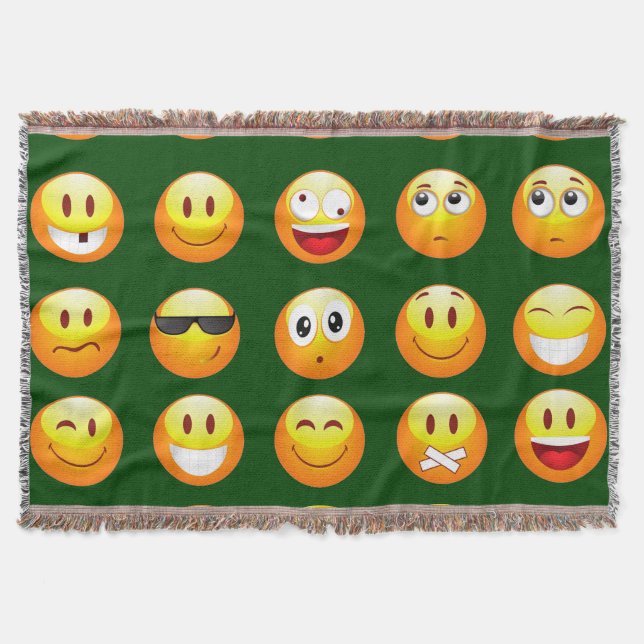 dark green emoji throw blanket (Front)