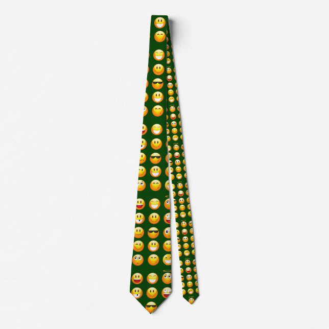 dark green emoji tie (Front)