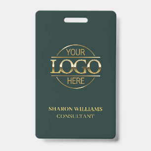 Dark Green Employee ID with Custom Business Logo Badge