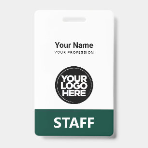 Dark Green Employee Name Business Logo Qr Code ID Badge