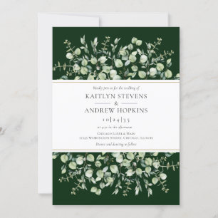 Dark Green Eucalyptus Wedding Invitation