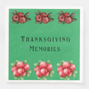 Dark Green Fall Themed Thanksgiving Napkin