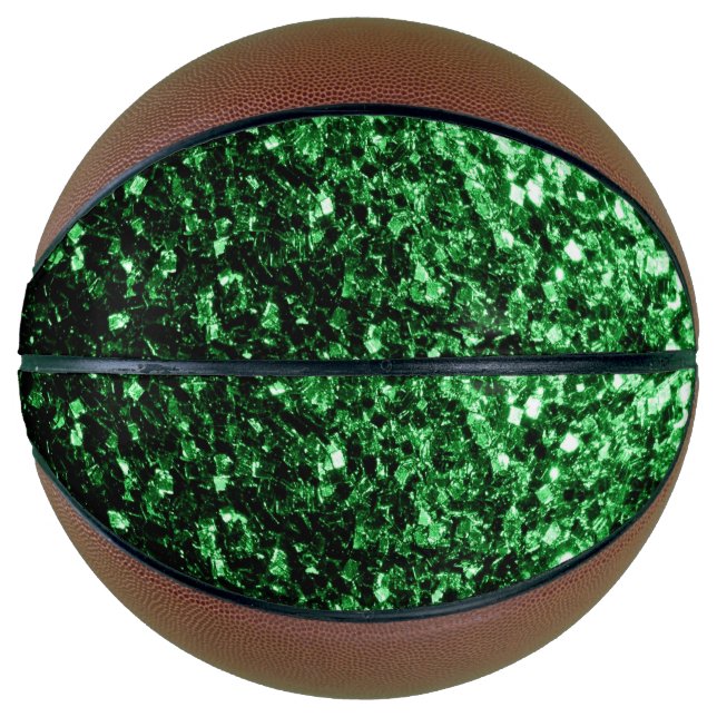 Dark green faux glitter sparkles bling basketball (Front)