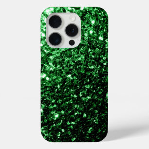 Dark green faux glitter sparkles bling  iPhone 15 pro case