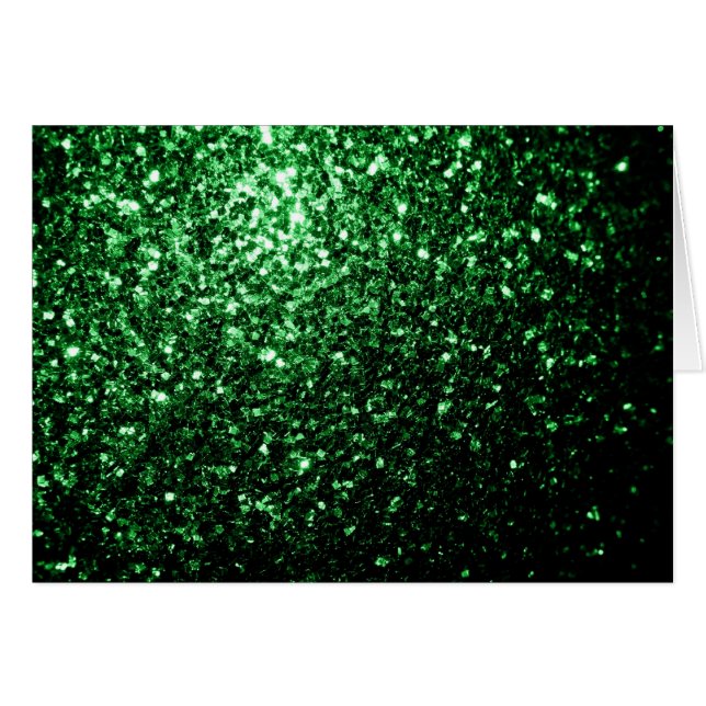 Dark green faux glitter sparkles card (Front Horizontal)