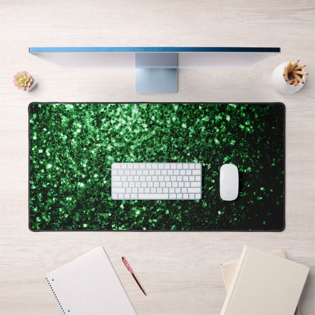 Dark green faux glitter sparkles desk mat (Office 1)