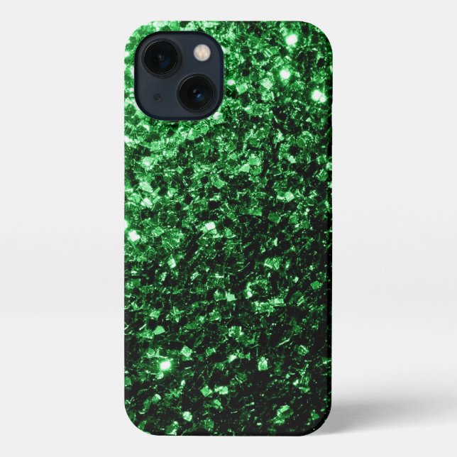 Dark Green faux glitter sparkles iPhone Case (Back)