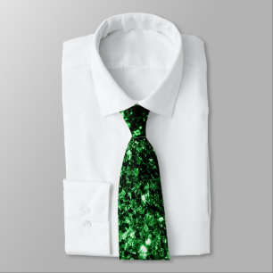Dark green faux glitter sparkles tie