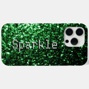 Dark green faux glitters sparkles Your text iPhone 15 Pro Max Case