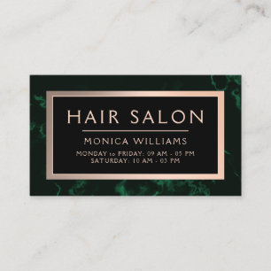 Dark green faux marble texture frame business card