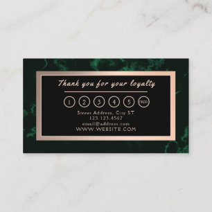 Dark green faux marble texture frame loyalty business card