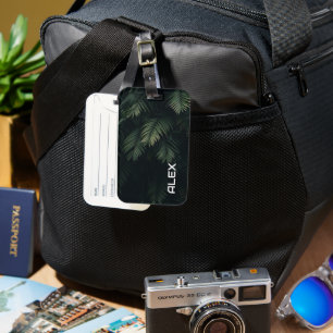Dark Green Fern Foliage in Shadow – Botanical Luggage Tag