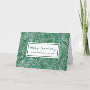 Dark Green Ferns Employee Anniversary Card