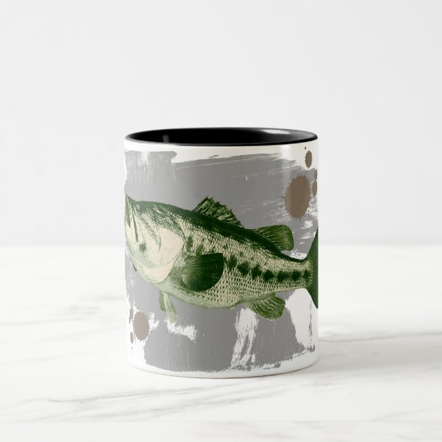Dark green fish paint splotches coffee mug (Center)