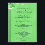 Dark Green Floral Flat Wedding Program Templates<br><div class="desc">© Sunny Mars Designs - Floral Hibiscus: Dark Pastel Green Wedding Program Flat Cards - This fully customisable wedding program features an illustration of a green hibiscus floral decoration. Personalise it by adding your wedding party and wedding ceremony details.</div>