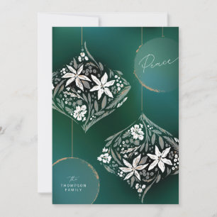 Dark Green Floral Ornament Non-Photo Holiday Card