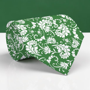 Dark Green Floral Pattern Custom Necktie