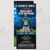 Dark Green Football Ticket Birthday Invitation (Front/Back)