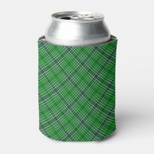Dark Green & Forest Green Plaid Pattern Can Cooler