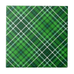Dark Green & Forest Green Plaid Pattern Ceramic Tile