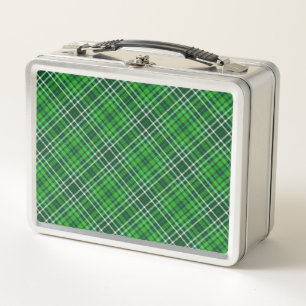 Dark Green & Forest Green Plaid Pattern Metal Lunch Box