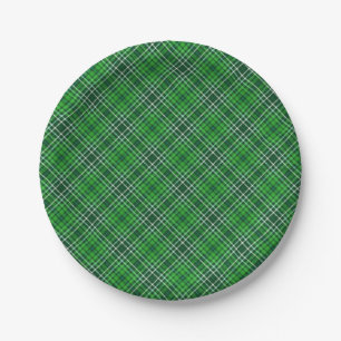 Dark Green & Forest Green Plaid Pattern Paper Plate