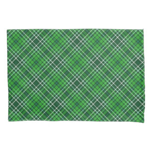 Dark Green & Forest Green Plaid Pattern Pillowcase