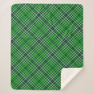 Dark Green & Forest Green Plaid Pattern Sherpa Blanket