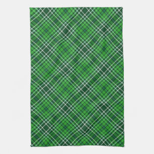 Dark Green & Forest Green Plaid Pattern Tea Towel