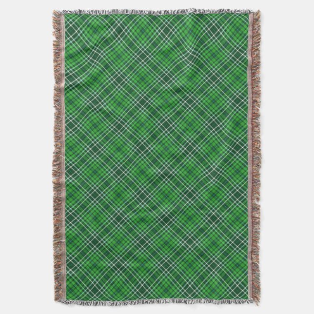 Dark Green & Forest Green Plaid Pattern Throw Blanket (Front Vertical)