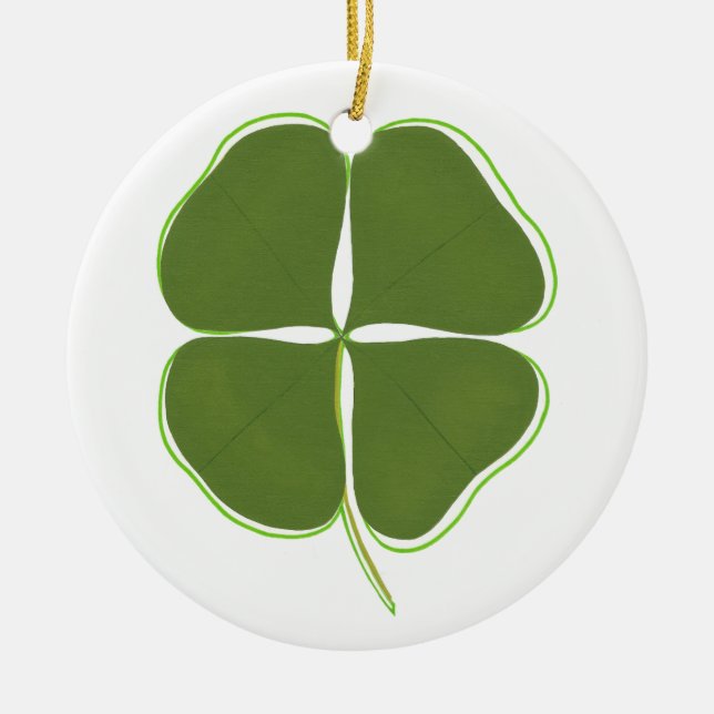 Dark Green Four Leaf Clover Shamrock Ornaments (Front)