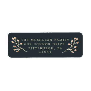 Dark Green Gilded Floral Christmas Return Address Label