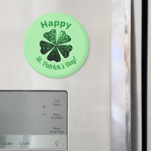 Dark Green glitter sparkle Shamrock St Patrick Day Magnet