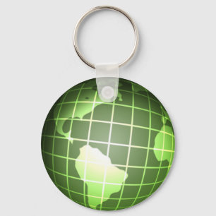 Dark Green Globe Key Ring