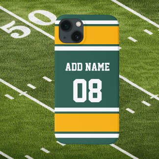 Dark Green Gold and White Sports Stripe  iPhone 13 Case