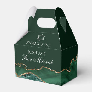 Dark Green Gold Bar Mitzvah Personalised Party Favour Box