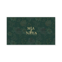 Dark Green Gold Floral Luxury Brand Business Card