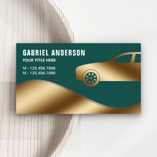 Dark Green Gold Luxury Car Hire Chauffeur Business Card