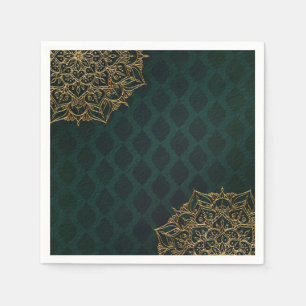 Dark Green & Gold Moroccan Arabian Nights Wedding Napkin