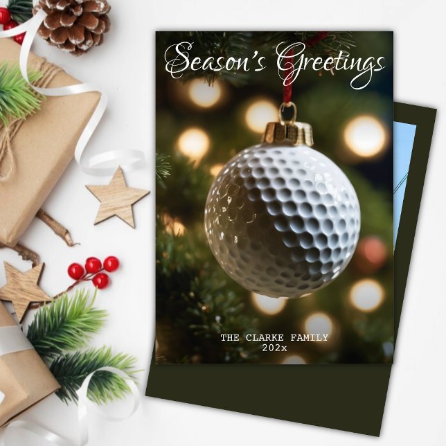 Dark Green Golf Season's Greetings Christmas Photo Holiday Card (Creator Uploaded)